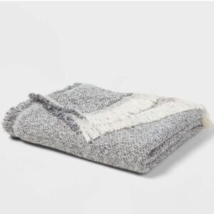 60"x80" Marled Boucle Bed Throw with Fringe Gray - Threshold NWT